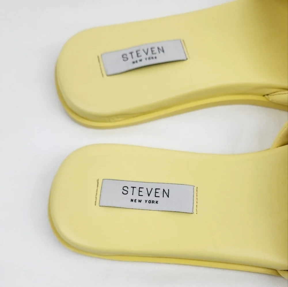 Steven New York  Yuri Yellow Studded Slide Sandals